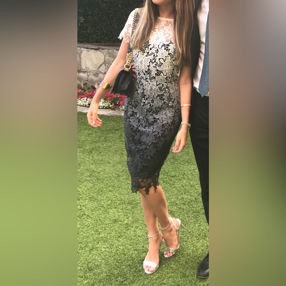 Paper Doll London Ombré Lace Short Sleeve Midi Dress 👗 White Gray Navy Black